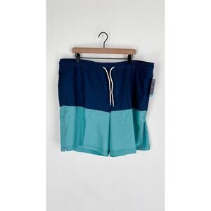 Trinity Coast Mens Blue Colorblock Swim Trunks 9" Drawstring Waist Size 2XL NWT